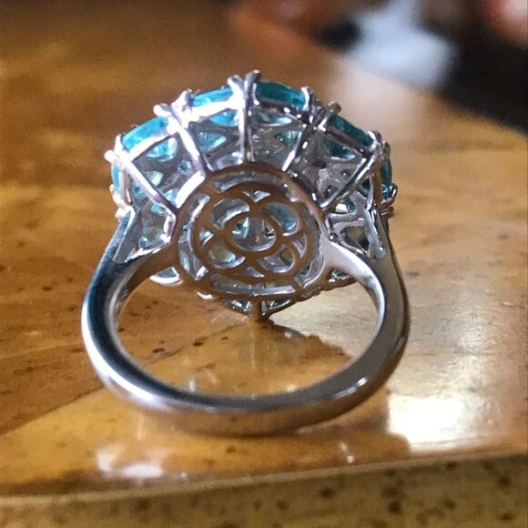 Natural Blue Apatite Sterling Silver Ring Size 5 - Picture 3 of 9